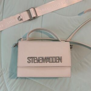 Steve Madden Cream Crossbody Bag with Silver Accents